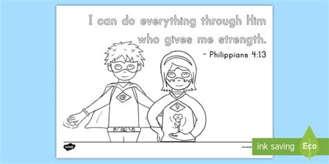 I can do all things through christ which strengtheneth me. Philippians 4:13 Coloring Page (teacher made)