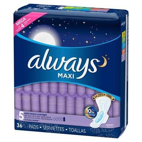 Always Maxi Extra Heavy Overnight Pads With Wings Size 5 Unscented