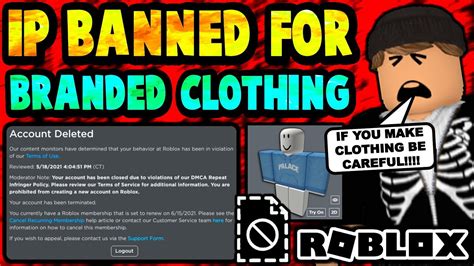 Uploading Branded Clothes Can Get You Ip Banned Roblox Youtube
