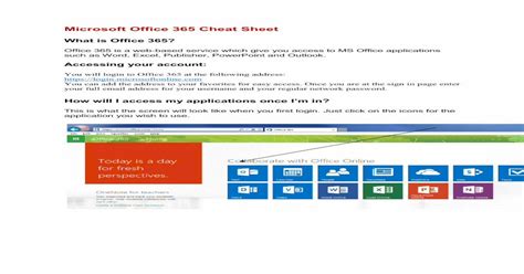 Microsoft Office 365 Cheat Sheet District 148 Sheetpdf · Microsoft