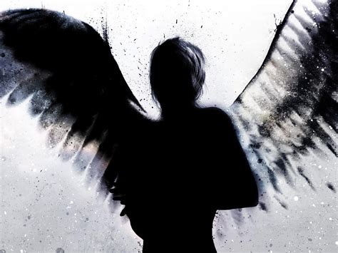 Online Crop Silhouette Of Angel Illustration Angel Dark Fantasy