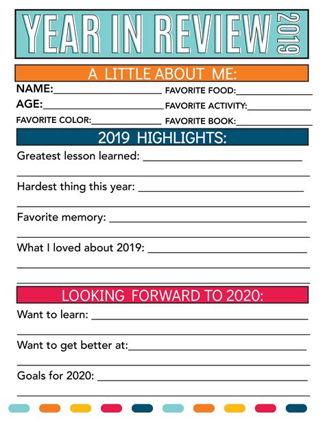 Printable Year In Review A Great Way For Kids To Do New Years