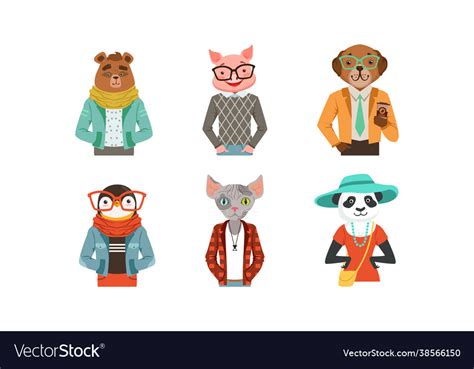 Hipster Animal With Body Dressed In Human Clothing