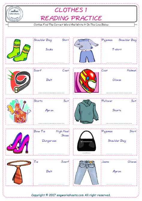 Clothes Esl Printable English Vocabulary Worksheets