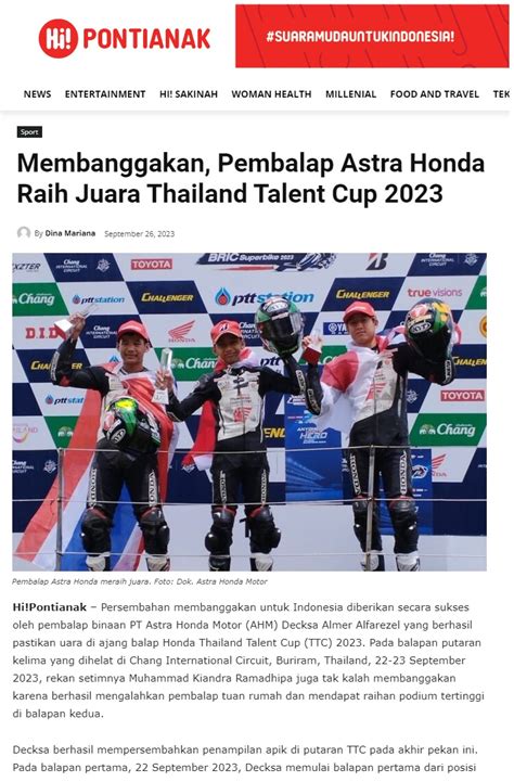Membanggakan Pembalap Astra Honda Raih Juara Thailand Talent Cup 2023
