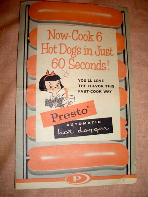 Vintage Presto Hot Dogger Hot Dog Cooker Brochure Recipe