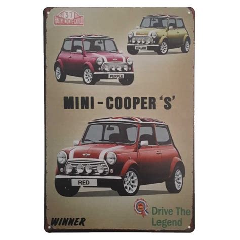Mini Cooper S Sign 30x20cm Metal Car Sign Kidscollections