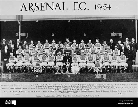 Arsenal Football Club Team And Officials 1954 Names Below The Stock