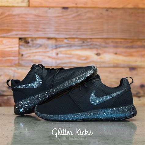 Nike Roshe One Customized By Glitter Kicks Oreo Black Black Paint