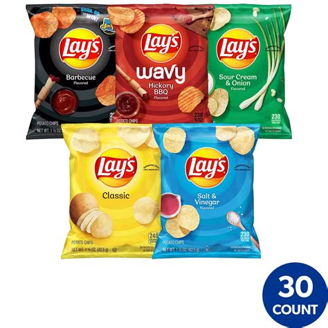 Lays Mix Snack Chips Variety Pack Assorted Flavor 30 Ct