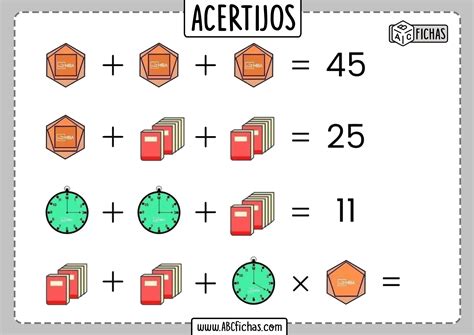 Acertijos matematicos para niños ABC Fichas