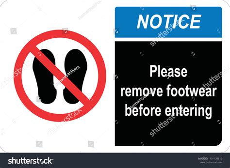 Safety Sign Please Remove Footwear Before Stock Vector Royalty Free