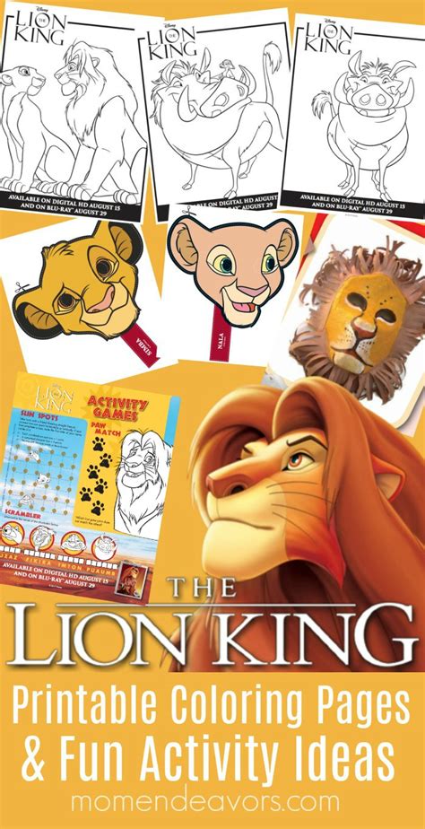62 disney coloring pages lion king cartoons printable coloring. Disney's The Lion King Printable Coloring Pages & Activity ...