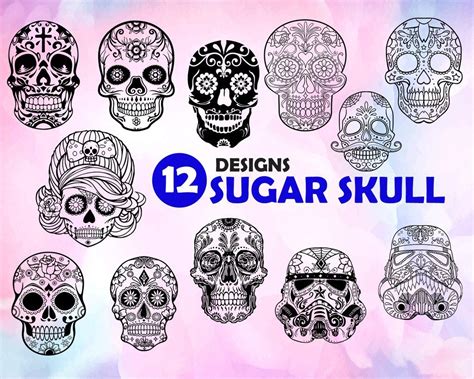 Sugar Skull Svg Sugar Skull Svg Collectioncandy Skull Svg Dxf Sugar
