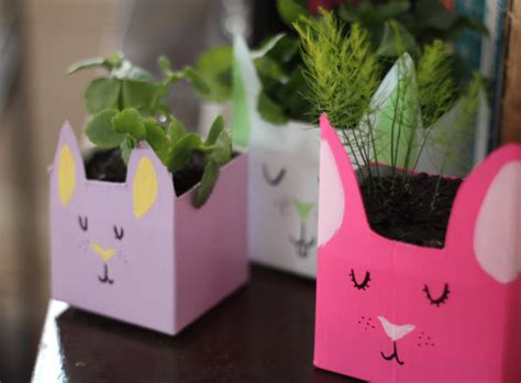 How To Bunny Planters From Recycled Milk Cartons 17 Apart