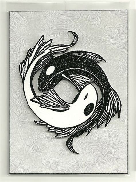 Koi Fish Ying Yang Lino Print Koy Fish Tattoo Koi Art