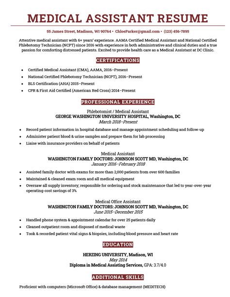 Medical Assistant Resume Example Writing Tips