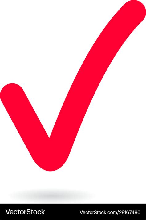 Red Tick Red Check Mark Tick Symbol Icon Sign In Vector Image
