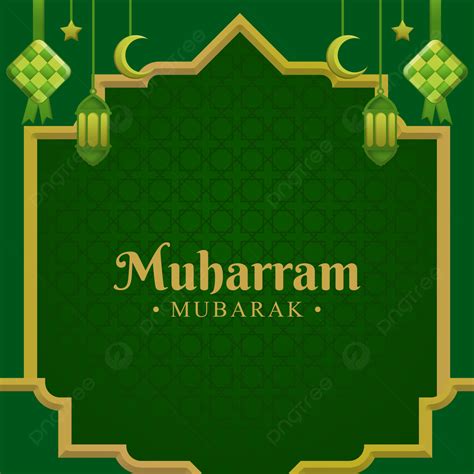 Background Muharram Mubarak Ornamen Islam Hijau Al Adha Latar Belakang