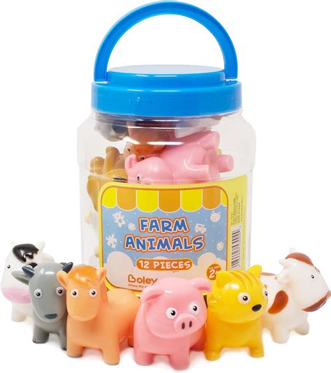 Boley Farm Animal Bath Bucket 12 Piece Farm Animal Toys Features Cow