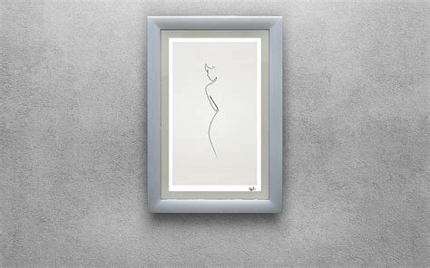 Minimalis Dinding Bingkai Sketsa Setengah Tubuh Wanita Telanjang