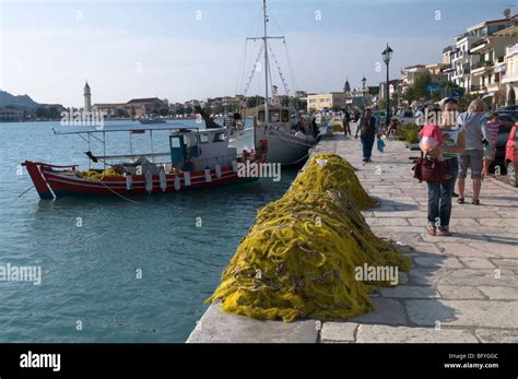 Greece Zakynthos Zante Greek Island October Fishing Boats And Nets