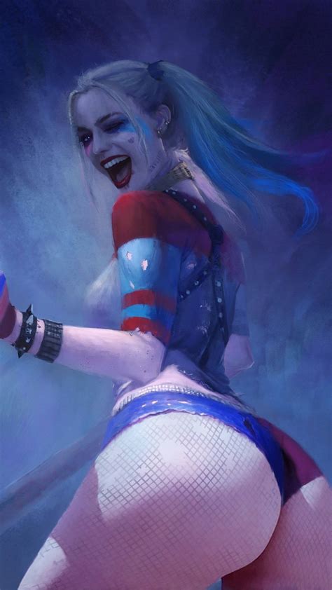 Download Harley Quinn Showing Her Badass Moves Wallpaper Wallpapers Com