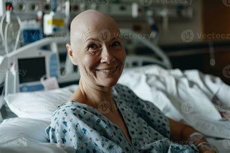 Ai Generated Portrait Of Happy Breast Cancer Patient Smiling Bald