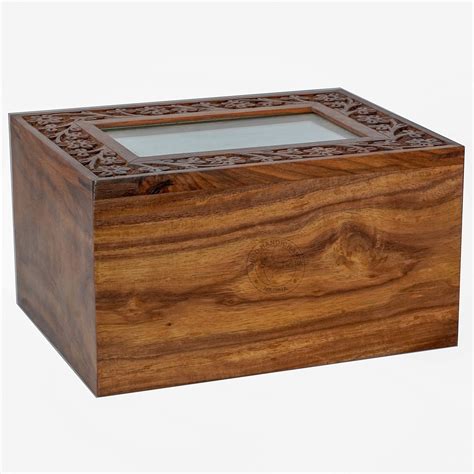 Buy Hind Handicrafts Rosewood Border Engraved Wooden Cremation Urns For