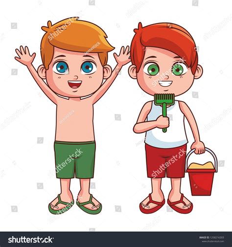 Cute Boys Cartoon Stock Vector Royalty Free 1258216303 Shutterstock