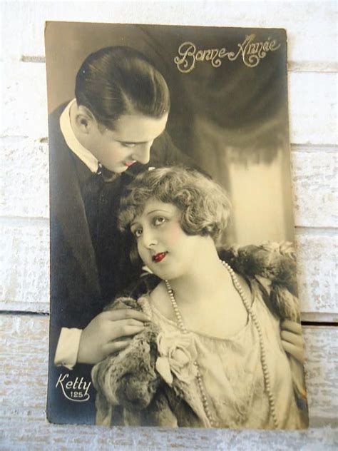 Antique Couple Postcard Flapper Girl Twenties Woman Man Art Vintage Couples Romantic Couples