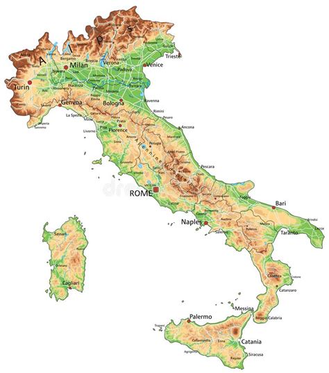 El Mapa Detallado De La Italia Con Las Regiones O Estados Y Ciudades