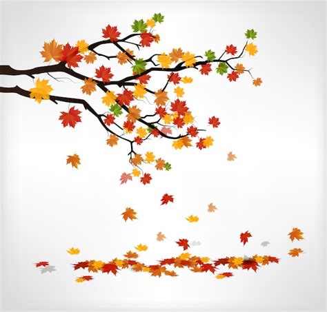 Premium Vector Autumn Branch With Falling Leaves