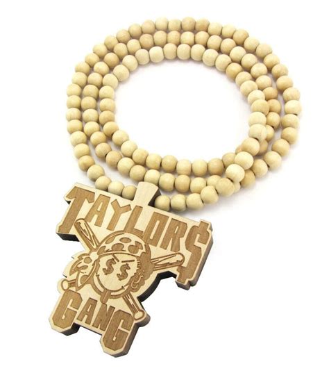 Wooden Wiz Khalifa Taylor Gang Pendant Piece Chain Bead Necklace Good