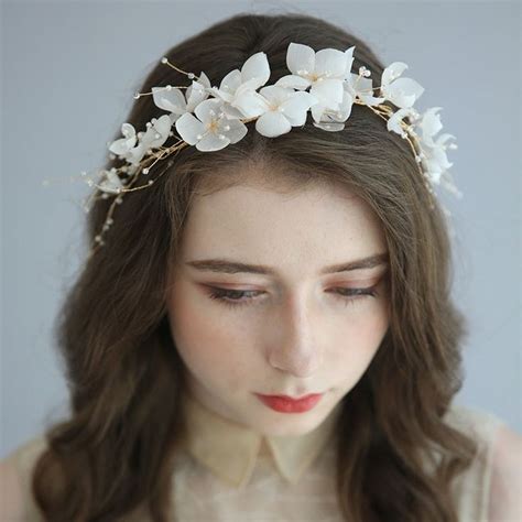 Romantic Silk Flower Bridal Hair Wreath Crown Wedding Headband In 2022