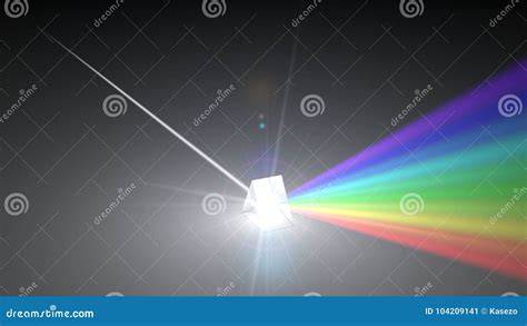 White Light Ray Dispersing To Other Color Light Rays Via Prism 3d