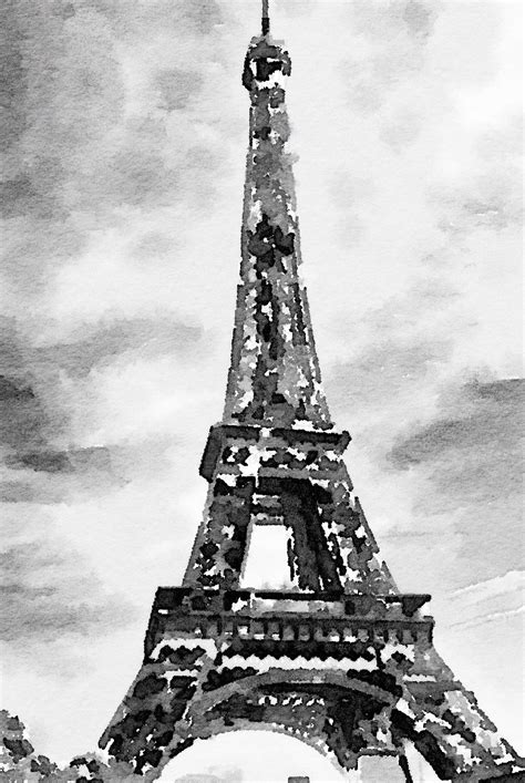 Eiffel Tower Watercolor Black And White Letters2me Media Eiffel