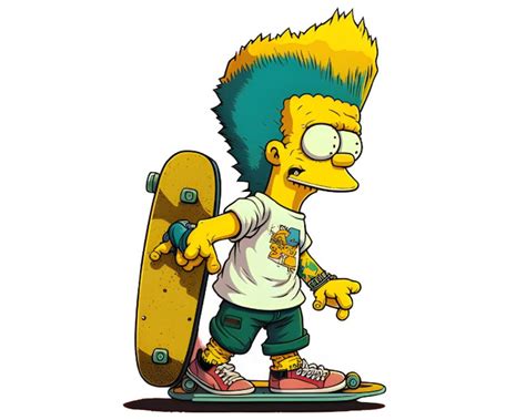 Bart Simpson Skateboard Png Dtg Printing Instant Download Etsy