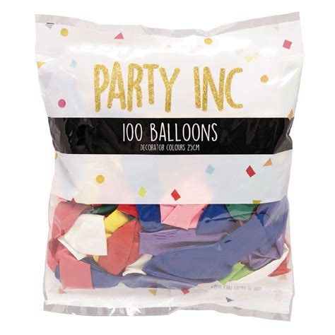 Party Inc Balloons Decorator Colours 25cm 100 Pack Warehouse
