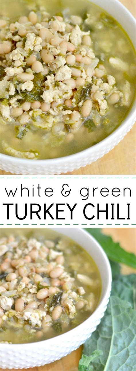 Two Bowls Of White And Green Turkey Chili