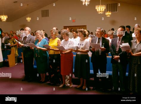 Parishioners Singing Hymns Church Service At Gays Hill Baptist Stock