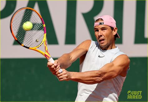 Rafael Nadal Flaunts Toned Arms In A Tank Top While Practicing At