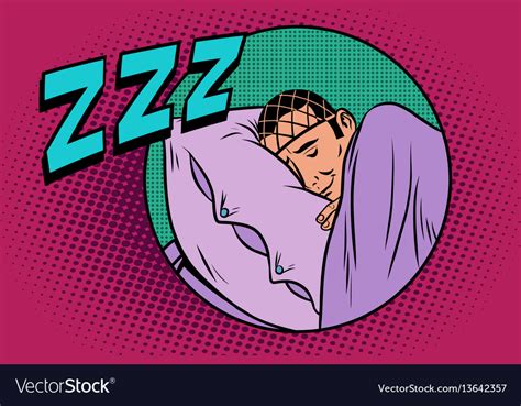 Retro Man Sleeping In Bed Royalty Free Vector Image