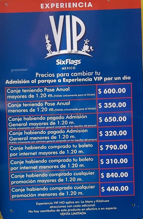 Precios Experiencia Vip Y Comunidad Six Flags México