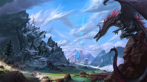 Download Landscape Fantasy Dragon Hd Wallpaper By Mu Yi Jun