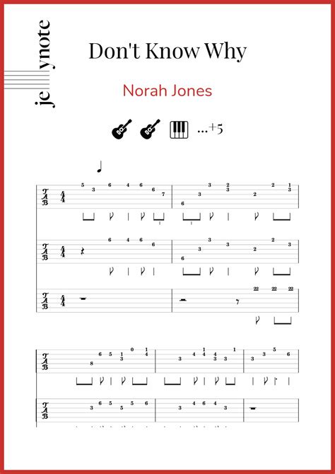 Norah Jones Dont Know Why Guitar And Bass Sheet Music Jellynote