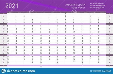 Select the orientation, year, paper size, the number of calendars per page, etc. 287_Yearly Wall Calendar Planner Template For 2021 Year ...