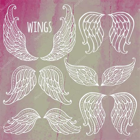 Set Of Illustrations With Angel Wings Premium Vector In Adobe