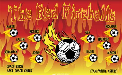 The Red Fireballs B59385 Digitally Printed Vinyl Soccer Sports Team