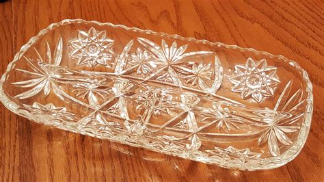 Vintage Pressed Glass Relish Dish In Prescut Clear By Anchor Etsy